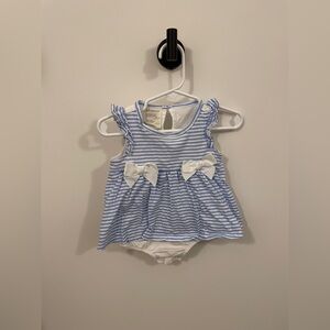 First Impressions onesie blue and white striped 6-9 months